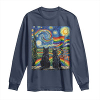 Cat Gay Pride Long Sleeve Shirt Starry Night Style LGBTQ Pride Support