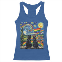 Cat Gay Pride Racerback Tank Top Starry Night Style LGBTQ Pride Support