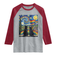Cat Gay Pride Raglan Shirt Starry Night Style LGBTQ Pride Support