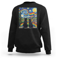 Cat Gay Pride Sweatshirt Starry Night Style LGBTQ Pride Support