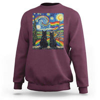 Cat Gay Pride Sweatshirt Starry Night Style LGBTQ Pride Support