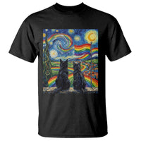 Cat Gay Pride T Shirt Starry Night Style LGBTQ Pride Support
