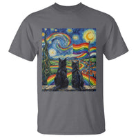 Cat Gay Pride T Shirt Starry Night Style LGBTQ Pride Support