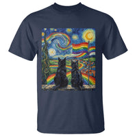 Cat Gay Pride T Shirt Starry Night Style LGBTQ Pride Support