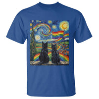 Cat Gay Pride T Shirt Starry Night Style LGBTQ Pride Support