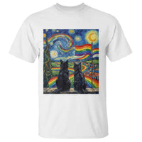 Cat Gay Pride T Shirt Starry Night Style LGBTQ Pride Support