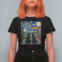 Cat Gay Pride T Shirt For Women Starry Night Style LGBTQ Pride Support