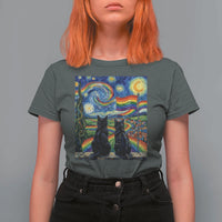 Cat Gay Pride T Shirt For Women Starry Night Style LGBTQ Pride Support