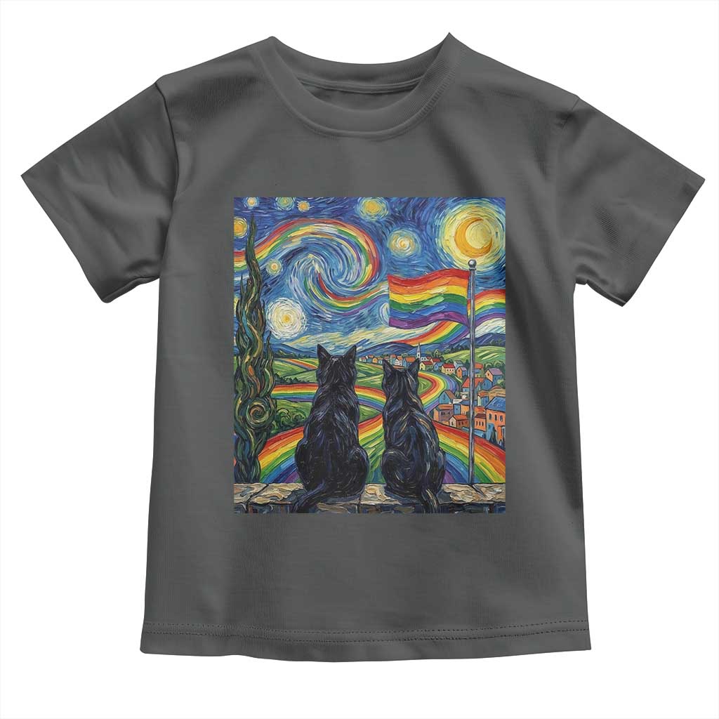Cat Gay Pride Toddler T Shirt Starry Night Style LGBTQ Pride Support