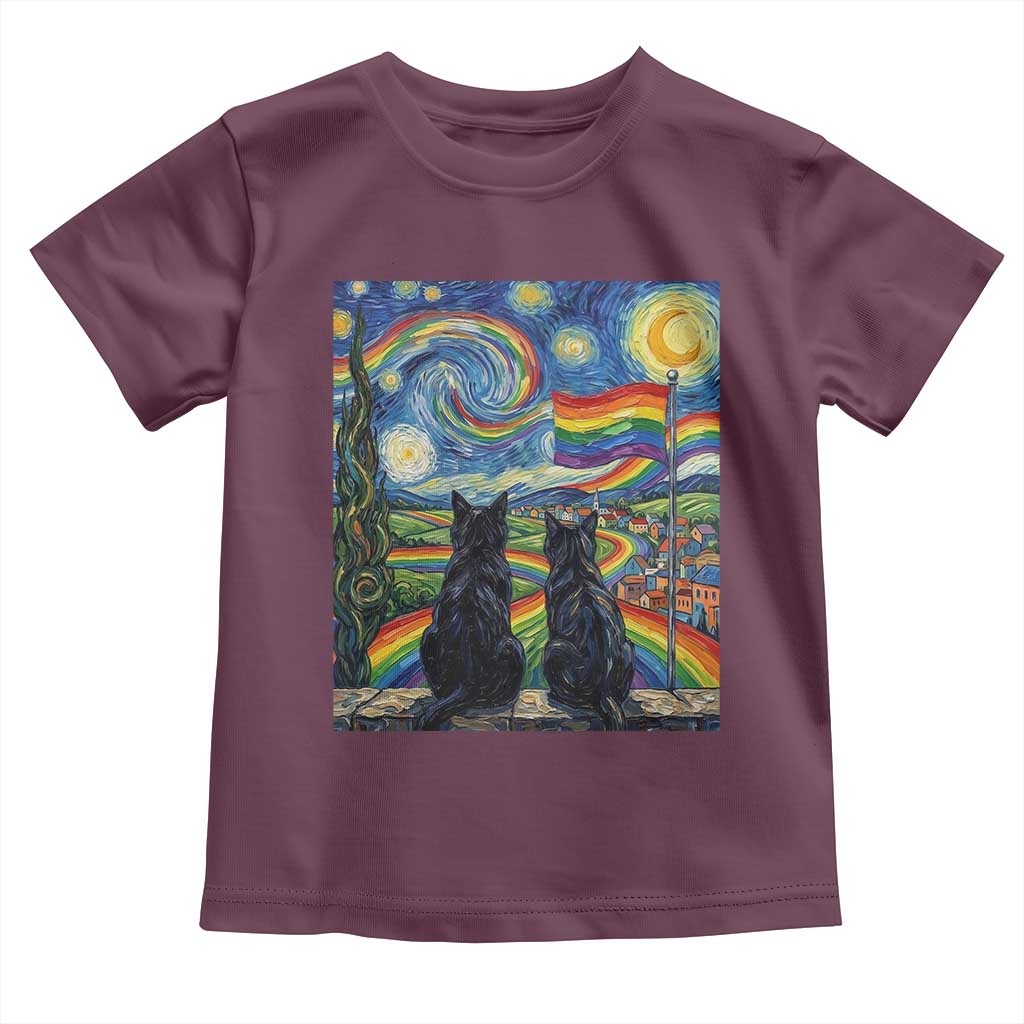 Cat Gay Pride Toddler T Shirt Starry Night Style LGBTQ Pride Support