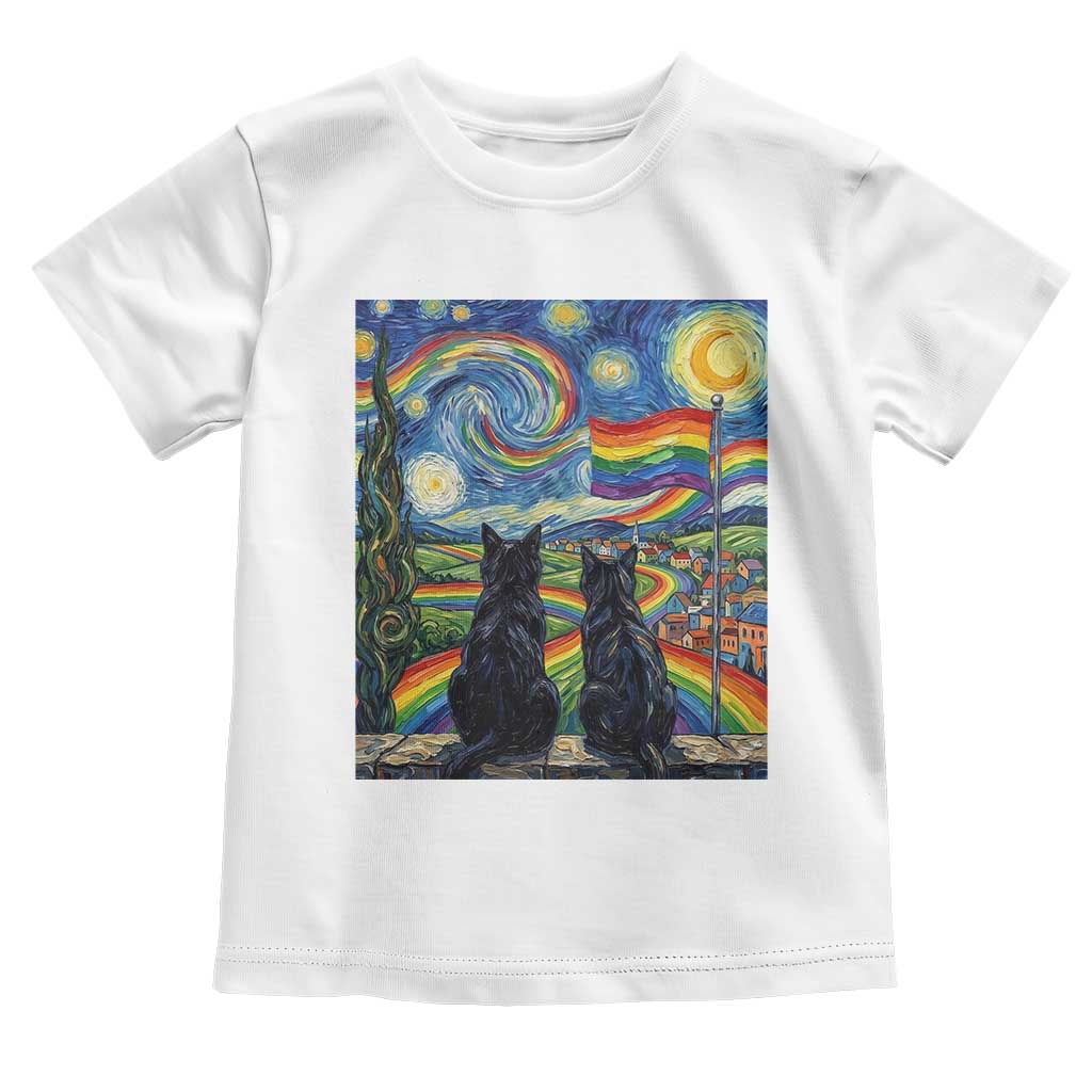 Cat Gay Pride Toddler T Shirt Starry Night Style LGBTQ Pride Support