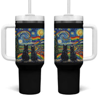 Cat Gay Pride Tumbler With Handle Starry Night Style LGBTQ Pride Support