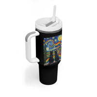 Cat Gay Pride Tumbler With Handle Starry Night Style LGBTQ Pride Support