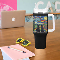 Cat Gay Pride Tumbler With Handle Starry Night Style LGBTQ Pride Support