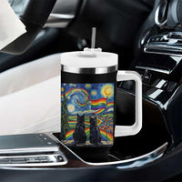 Cat Gay Pride Tumbler With Handle Starry Night Style LGBTQ Pride Support