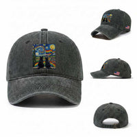Cat Gay Pride Washed Cotton Baseball Cap Starry Night Style LGBTQ Pride Support