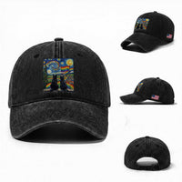Cat Gay Pride Washed Cotton Baseball Cap Starry Night Style LGBTQ Pride Support
