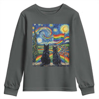 Cat Gay Pride Youth Sweatshirt Starry Night Style LGBTQ Pride Support
