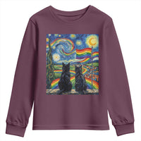 Cat Gay Pride Youth Sweatshirt Starry Night Style LGBTQ Pride Support