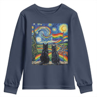 Cat Gay Pride Youth Sweatshirt Starry Night Style LGBTQ Pride Support