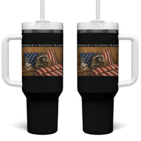 Probably Reading Trash Racoon Tumbler With Handle Funny Racoon Book Lover 4th of July