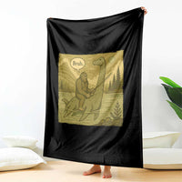 Funny Bigfoot Fishing Throw Blanket Sasquatch Loch Ness Monster Introvert Bruh - Wonder Print Shop