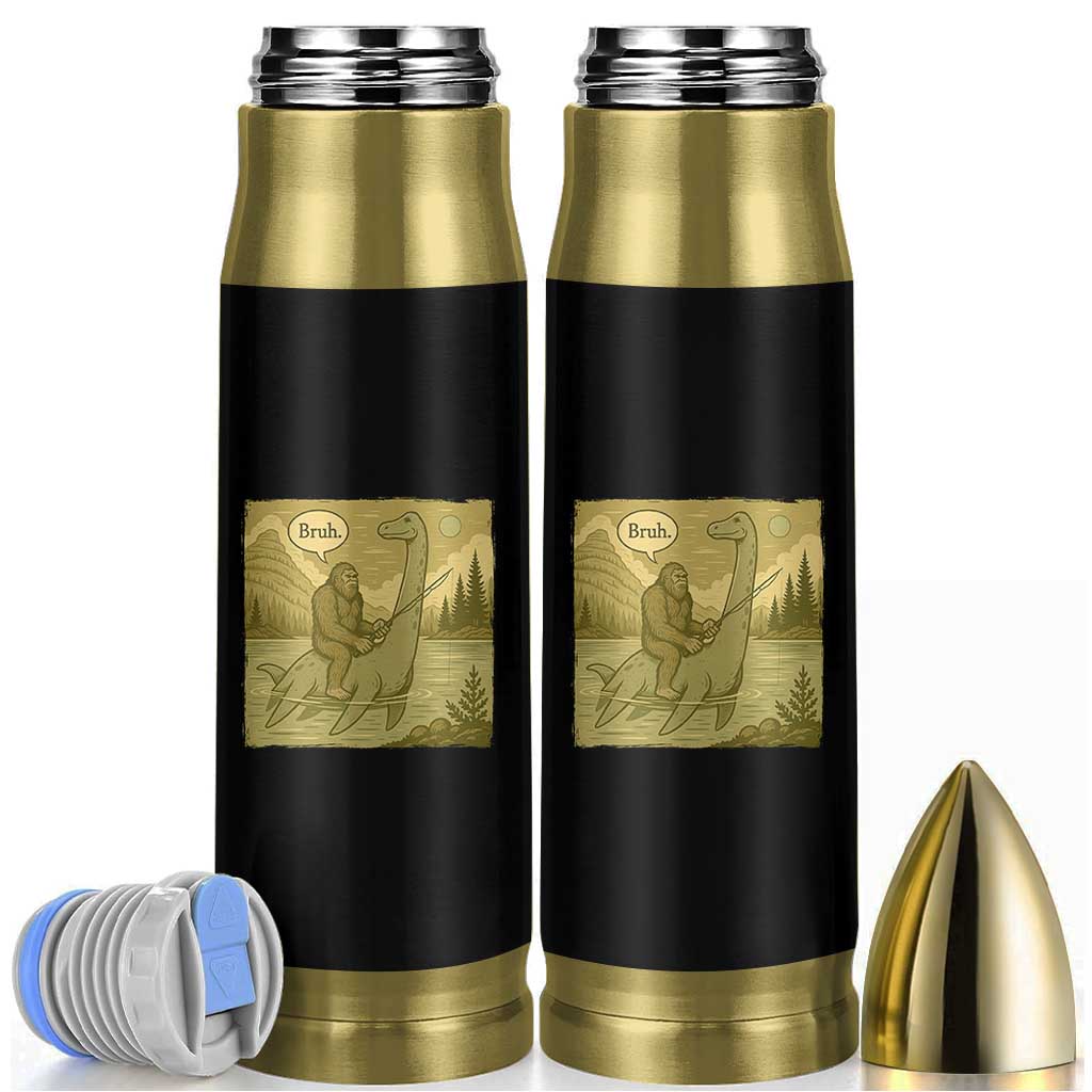 Funny Bigfoot Fishing Bullet Tumbler Sasquatch Loch Ness Monster Introvert Bruh - Wonder Print Shop