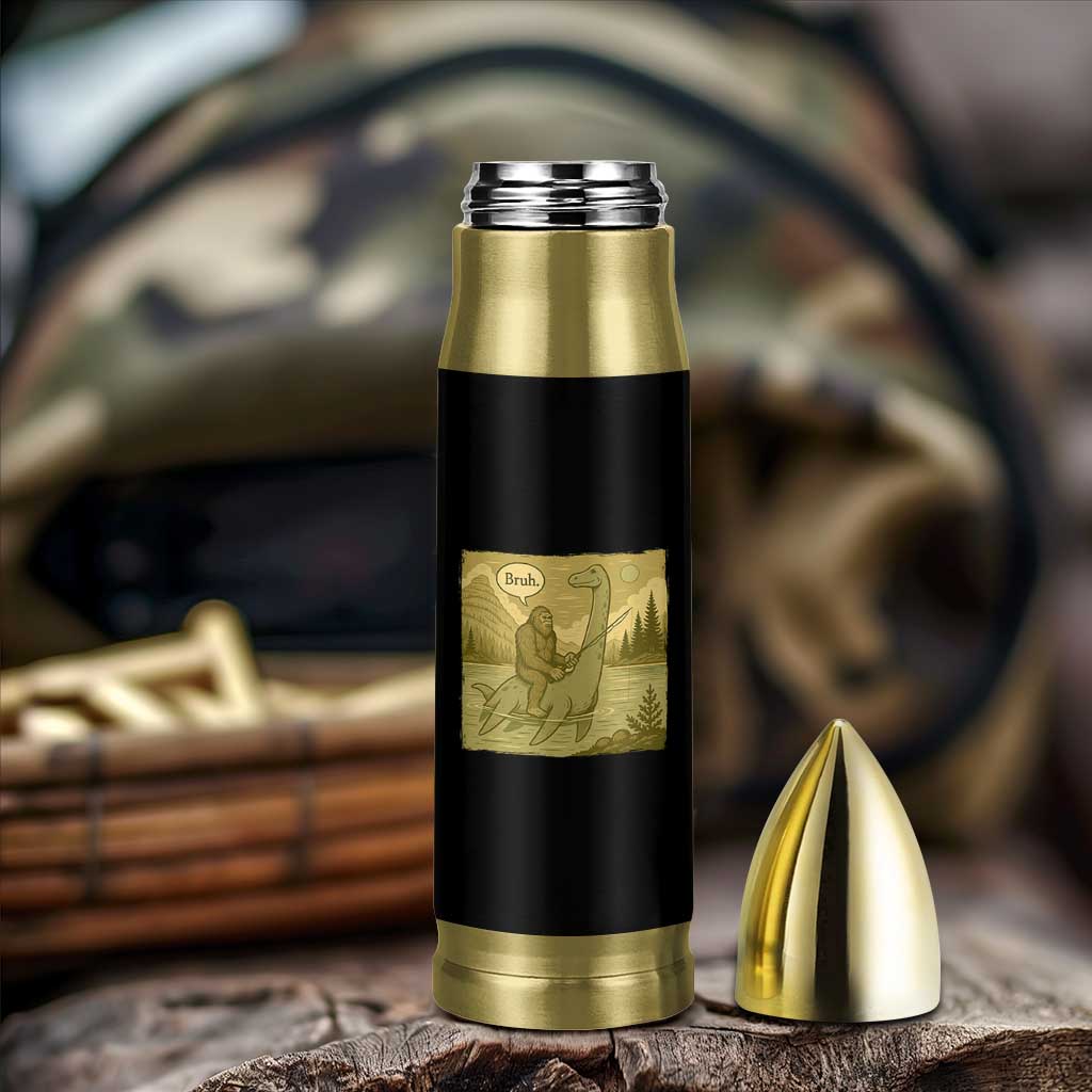 Funny Bigfoot Fishing Bullet Tumbler Sasquatch Loch Ness Monster Introvert Bruh - Wonder Print Shop