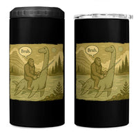 Funny Bigfoot Fishing 4 in 1 Can Cooler Tumbler Sasquatch Loch Ness Monster Introvert Bruh - Wonder Print Shop