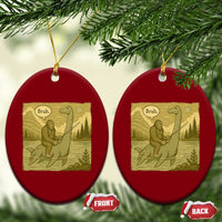 Funny Bigfoot Fishing Ceramic Ornament Sasquatch Loch Ness Monster Introvert Bruh - Wonder Print Shop
