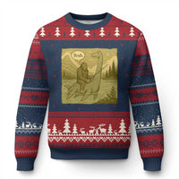 Funny Bigfoot Fishing Ugly Christmas Sweater Sasquatch Loch Ness Monster Introvert Bruh - Wonder Print Shop