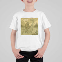 Funny Bigfoot Fishing T Shirt For Kid Sasquatch Loch Ness Monster Introvert Bruh - Wonder Print Shop