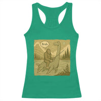 Funny Bigfoot Fishing Racerback Tank Top Sasquatch Loch Ness Monster Introvert Bruh - Wonder Print Shop