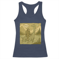 Funny Bigfoot Fishing Racerback Tank Top Sasquatch Loch Ness Monster Introvert Bruh - Wonder Print Shop