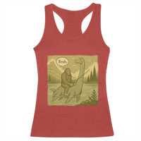 Funny Bigfoot Fishing Racerback Tank Top Sasquatch Loch Ness Monster Introvert Bruh - Wonder Print Shop