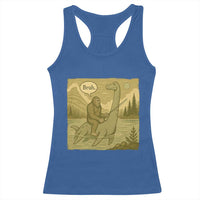 Funny Bigfoot Fishing Racerback Tank Top Sasquatch Loch Ness Monster Introvert Bruh - Wonder Print Shop