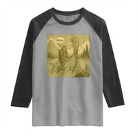 Funny Bigfoot Fishing Raglan Shirt Sasquatch Loch Ness Monster Introvert Bruh - Wonder Print Shop