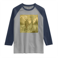 Funny Bigfoot Fishing Raglan Shirt Sasquatch Loch Ness Monster Introvert Bruh - Wonder Print Shop