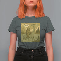 Funny Bigfoot Fishing T Shirt For Women Sasquatch Loch Ness Monster Introvert Bruh - Wonder Print Shop