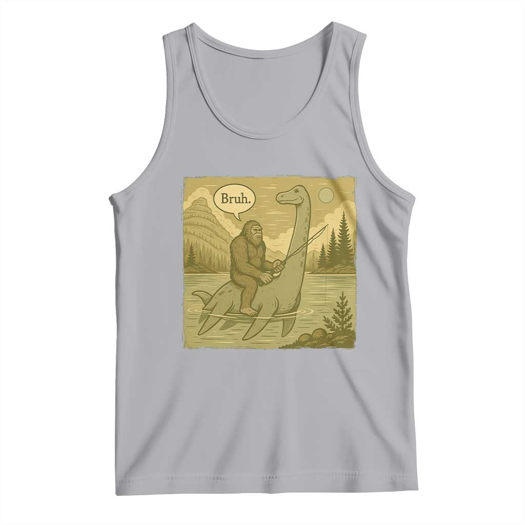 Funny Bigfoot Fishing Tank Top Sasquatch Loch Ness Monster Introvert Bruh - Wonder Print Shop