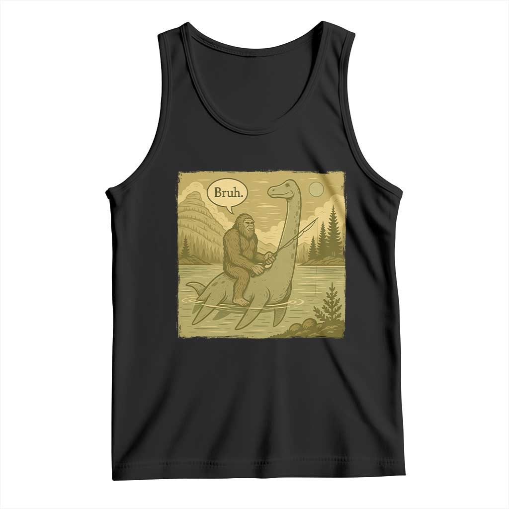 Funny Bigfoot Fishing Tank Top Sasquatch Loch Ness Monster Introvert Bruh - Wonder Print Shop