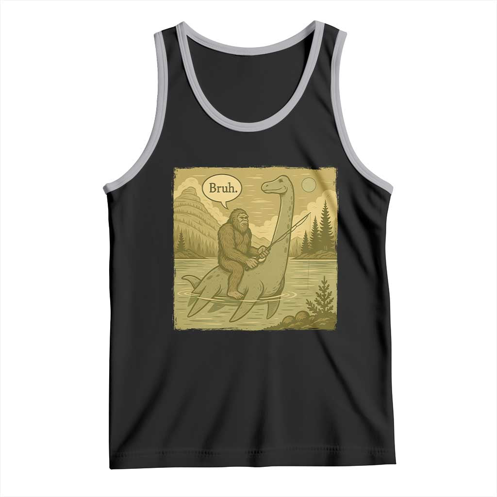 Funny Bigfoot Fishing Tank Top Sasquatch Loch Ness Monster Introvert Bruh - Wonder Print Shop