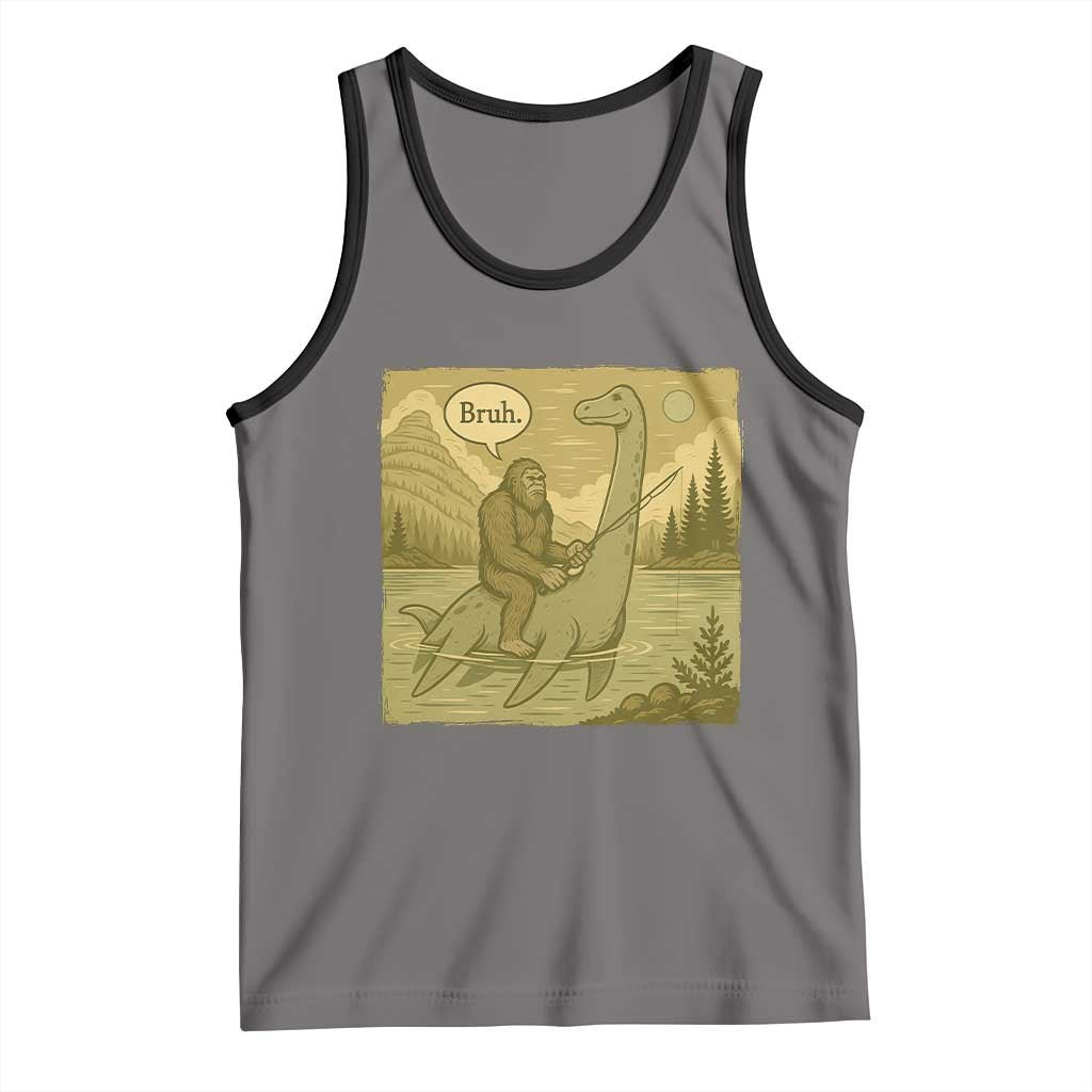Funny Bigfoot Fishing Tank Top Sasquatch Loch Ness Monster Introvert Bruh - Wonder Print Shop