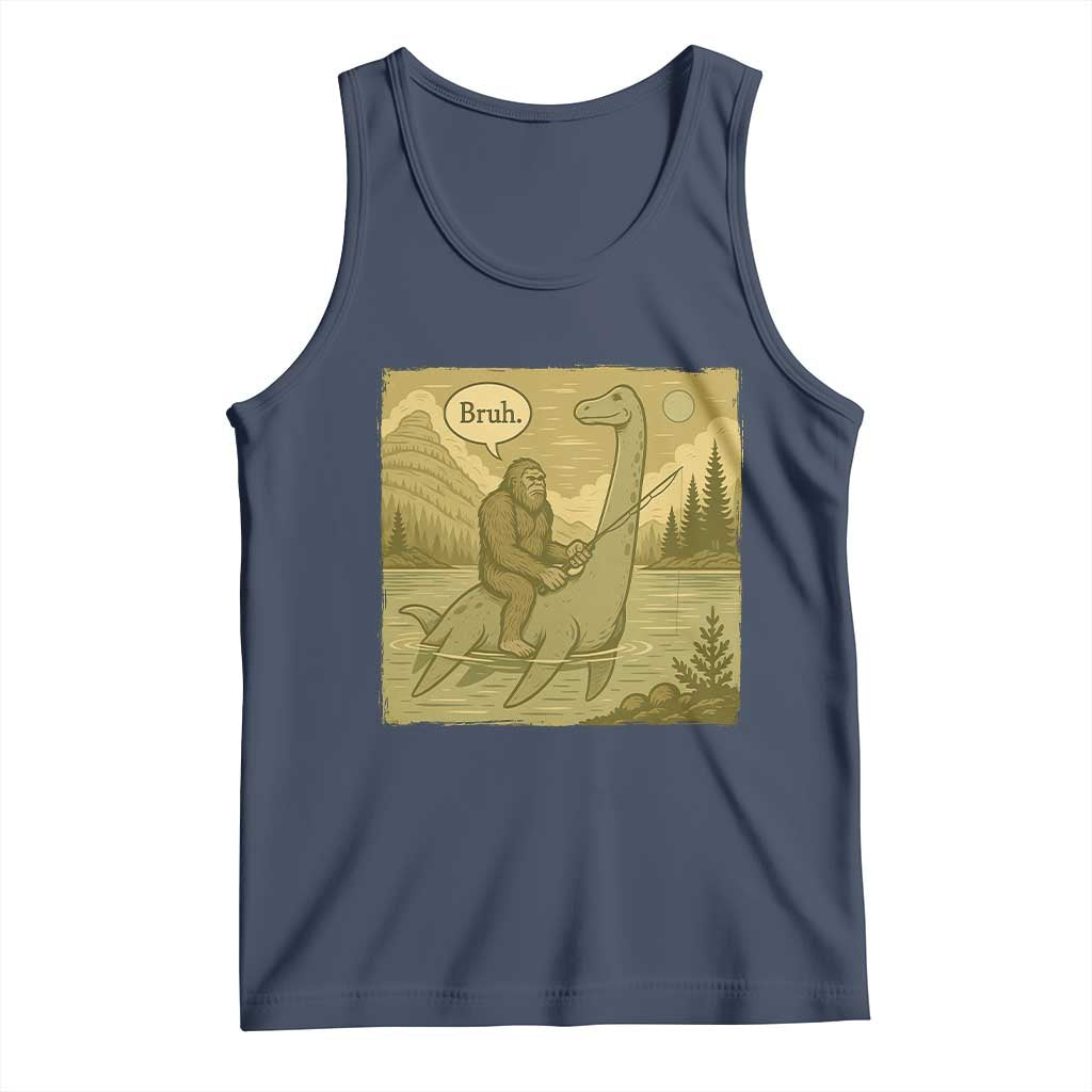 Funny Bigfoot Fishing Tank Top Sasquatch Loch Ness Monster Introvert Bruh - Wonder Print Shop