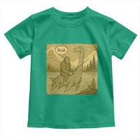 Funny Bigfoot Fishing Toddler T Shirt Sasquatch Loch Ness Monster Introvert Bruh - Wonder Print Shop