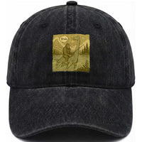 Funny Bigfoot Fishing Washed Cotton Baseball Cap Sasquatch Loch Ness Monster Introvert Bruh