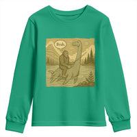 Funny Bigfoot Fishing Youth Sweatshirt Sasquatch Loch Ness Monster Introvert Bruh - Wonder Print Shop