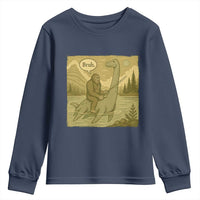 Funny Bigfoot Fishing Youth Sweatshirt Sasquatch Loch Ness Monster Introvert Bruh - Wonder Print Shop