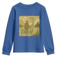Funny Bigfoot Fishing Youth Sweatshirt Sasquatch Loch Ness Monster Introvert Bruh - Wonder Print Shop
