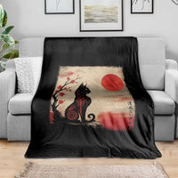 Kawaii Anime Cat Japanese Cherry Blossom Throw Blanket - Wonder Print Shop